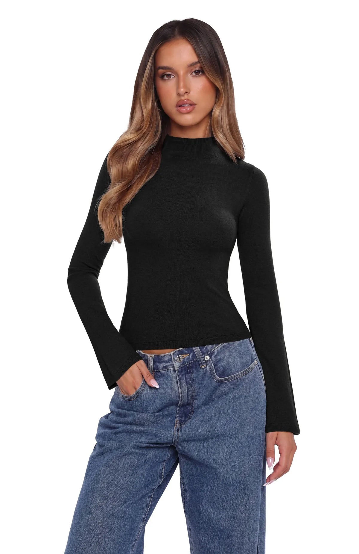 Cashmere Blend Turtleneck Sweaters - Long Sleeve