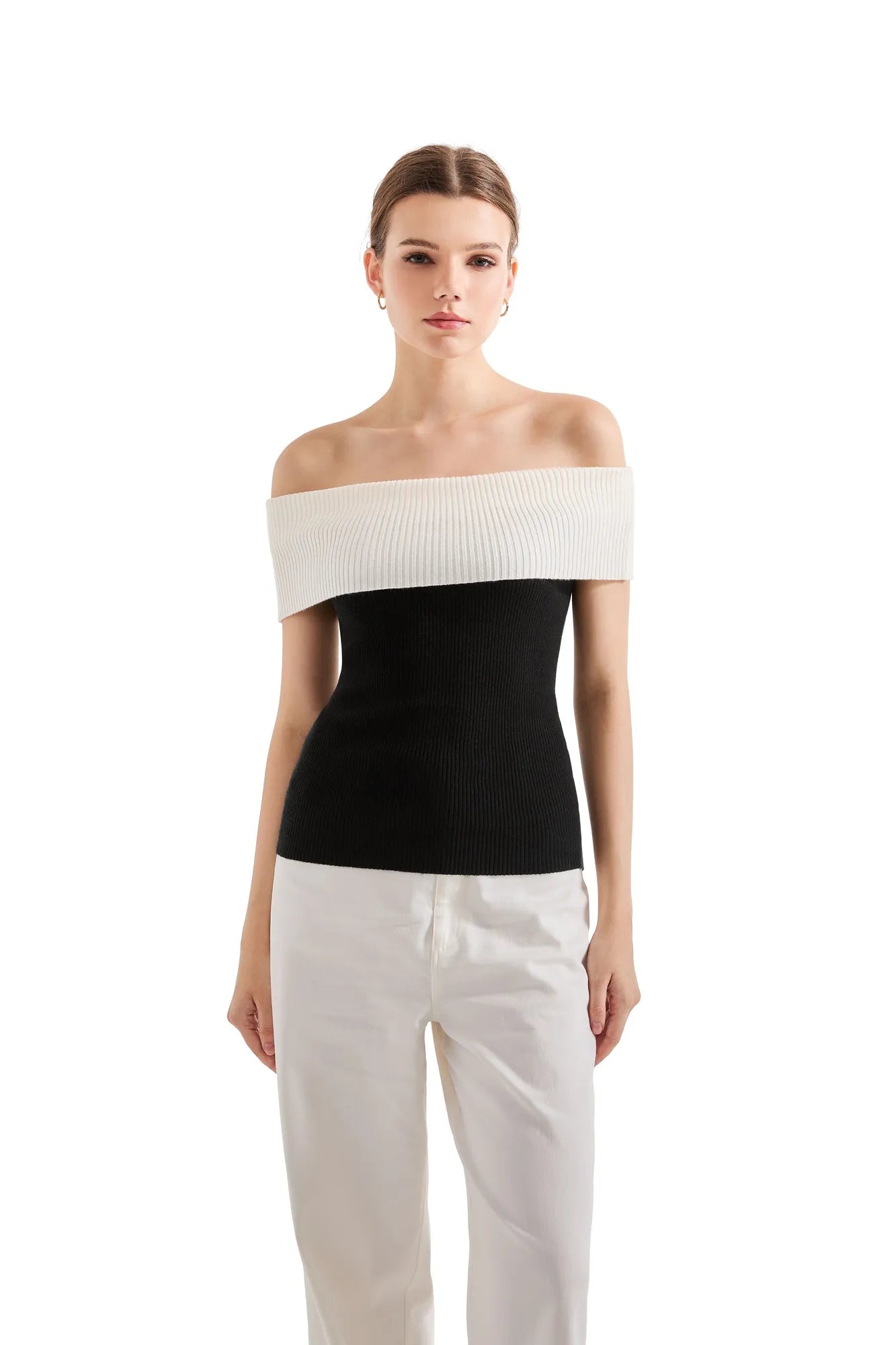 Ribbed Off Shoulder Shirt-SUUKSESS-SUUKSESS