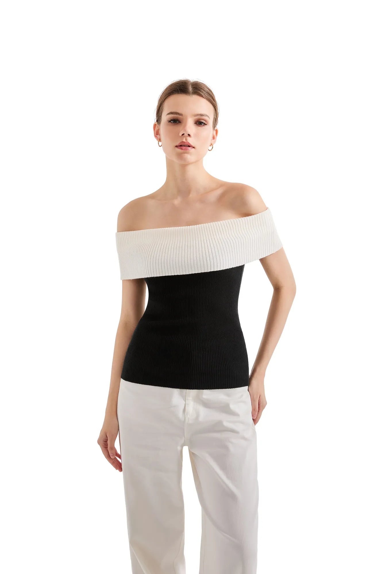 Ribbed Off Shoulder Shirt-SUUKSESS-SUUKSESS