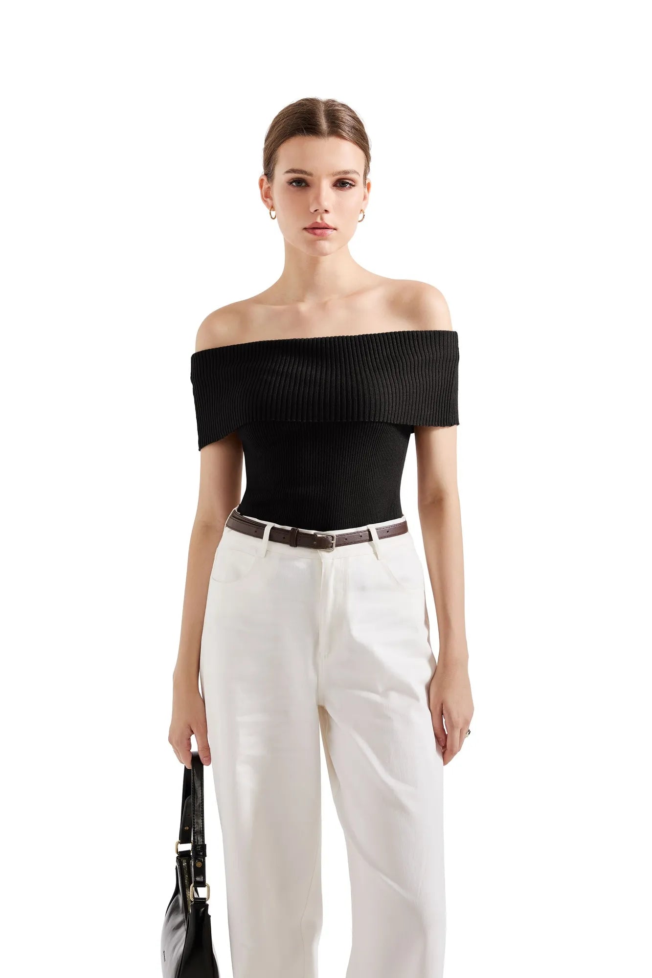 Ribbed Off Shoulder Shirt-SUUKSESS-SUUKSESS