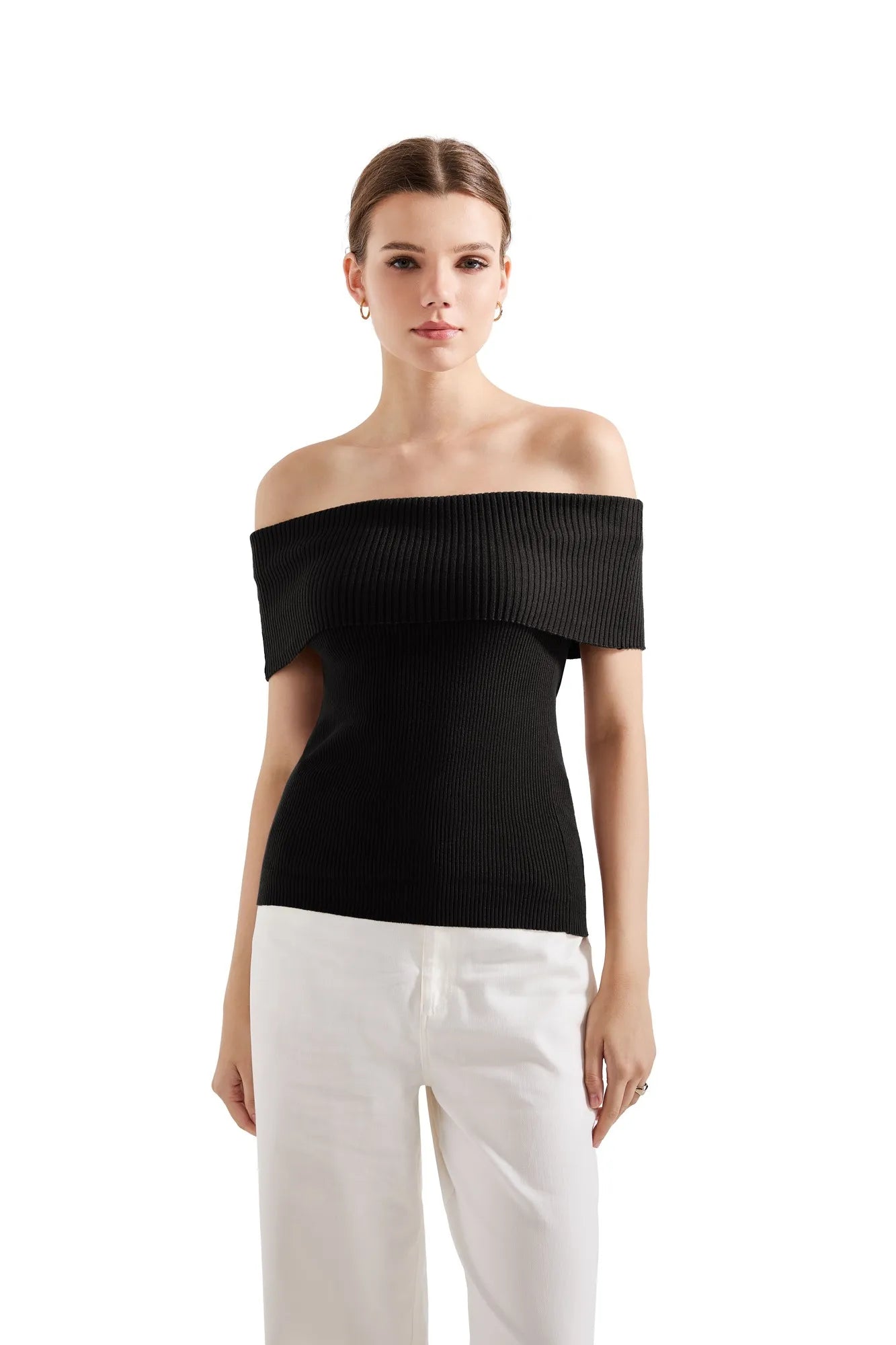 Ribbed Off Shoulder Shirt-SUUKSESS-SUUKSESS