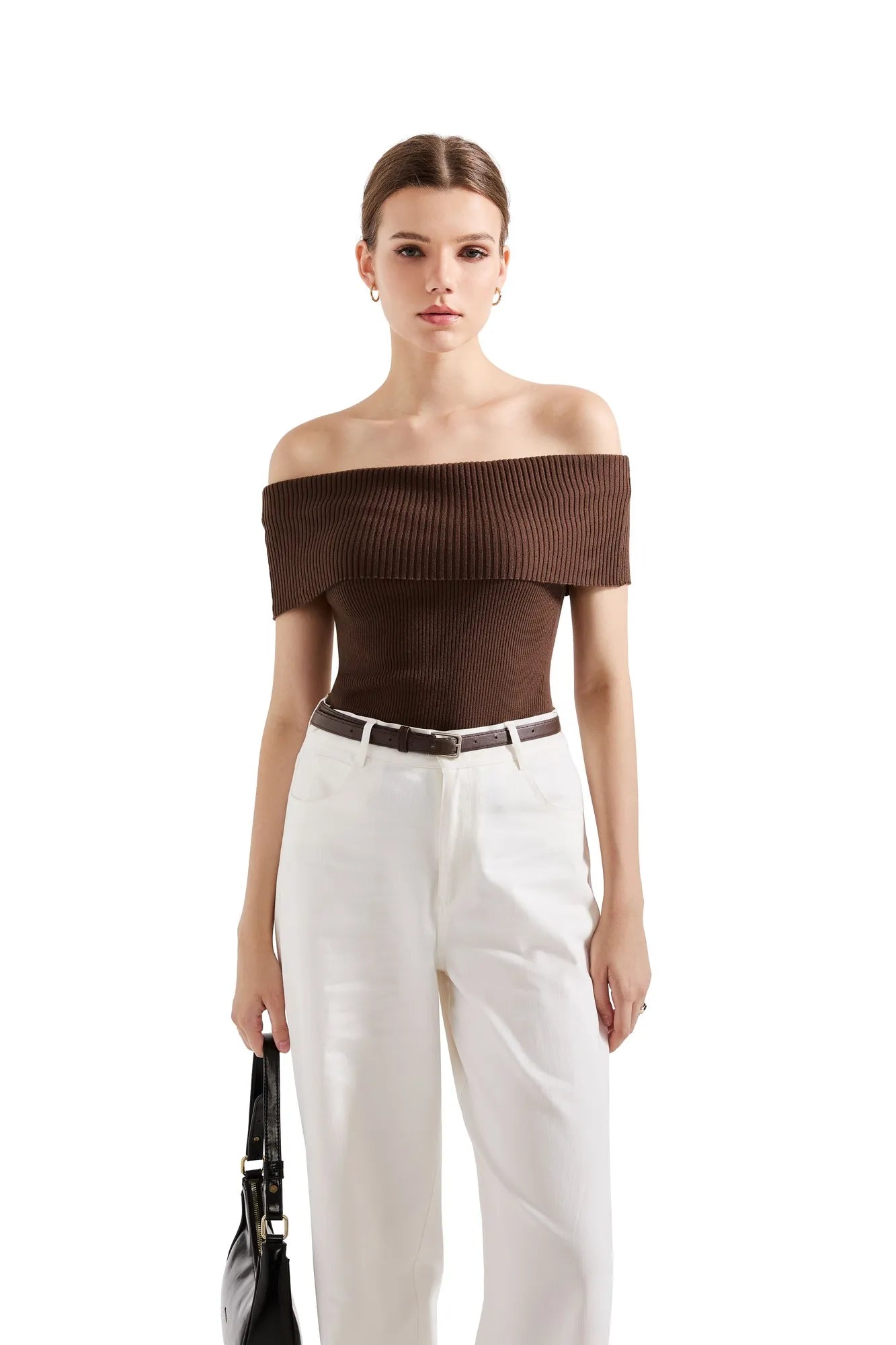 Ribbed Off Shoulder Shirt-SUUKSESS-SUUKSESS