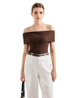 Ribbed Off Shoulder Shirt-SUUKSESS-SUUKSESS