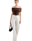 Ribbed Off Shoulder Shirt-SUUKSESS-SUUKSESS