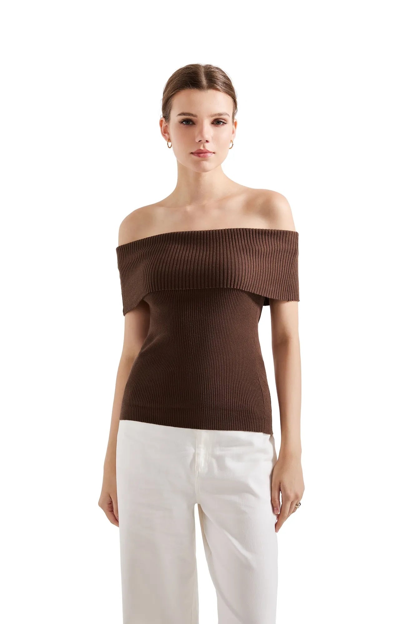 Ribbed Off Shoulder Shirt-SUUKSESS-SUUKSESS