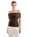 Ribbed Off Shoulder Shirt-SUUKSESS-SUUKSESS