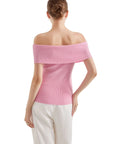 Ribbed Off Shoulder Shirt-SUUKSESS-SUUKSESS