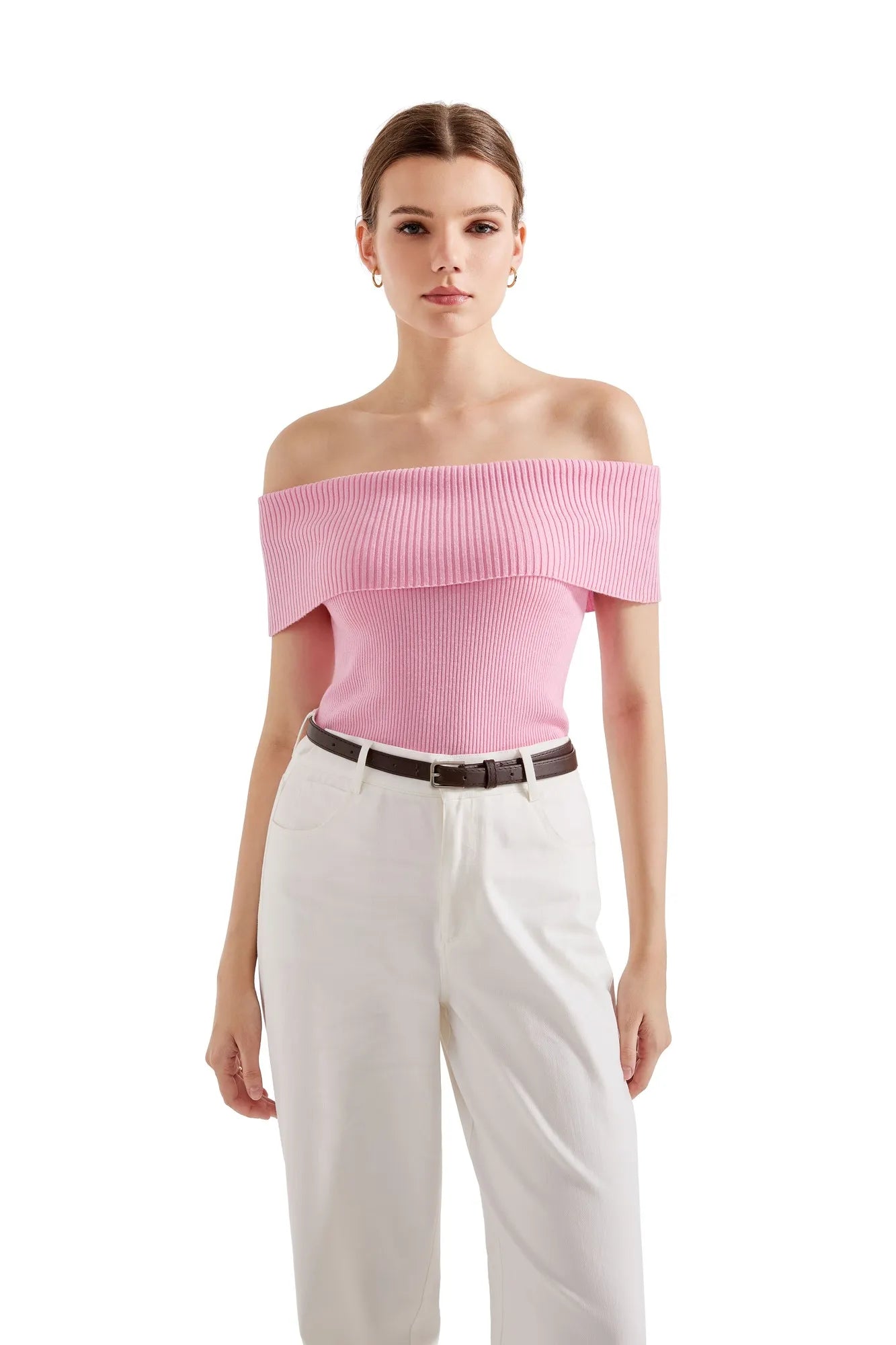 Ribbed Off Shoulder Shirt-SUUKSESS-SUUKSESS