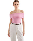 Ribbed Off Shoulder Shirt-SUUKSESS-SUUKSESS