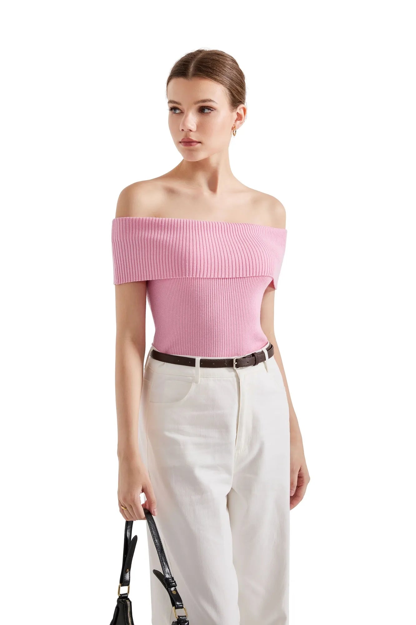 Ribbed Off Shoulder Shirt-SUUKSESS-SUUKSESS