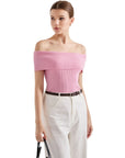 Ribbed Off Shoulder Shirt-SUUKSESS-SUUKSESS