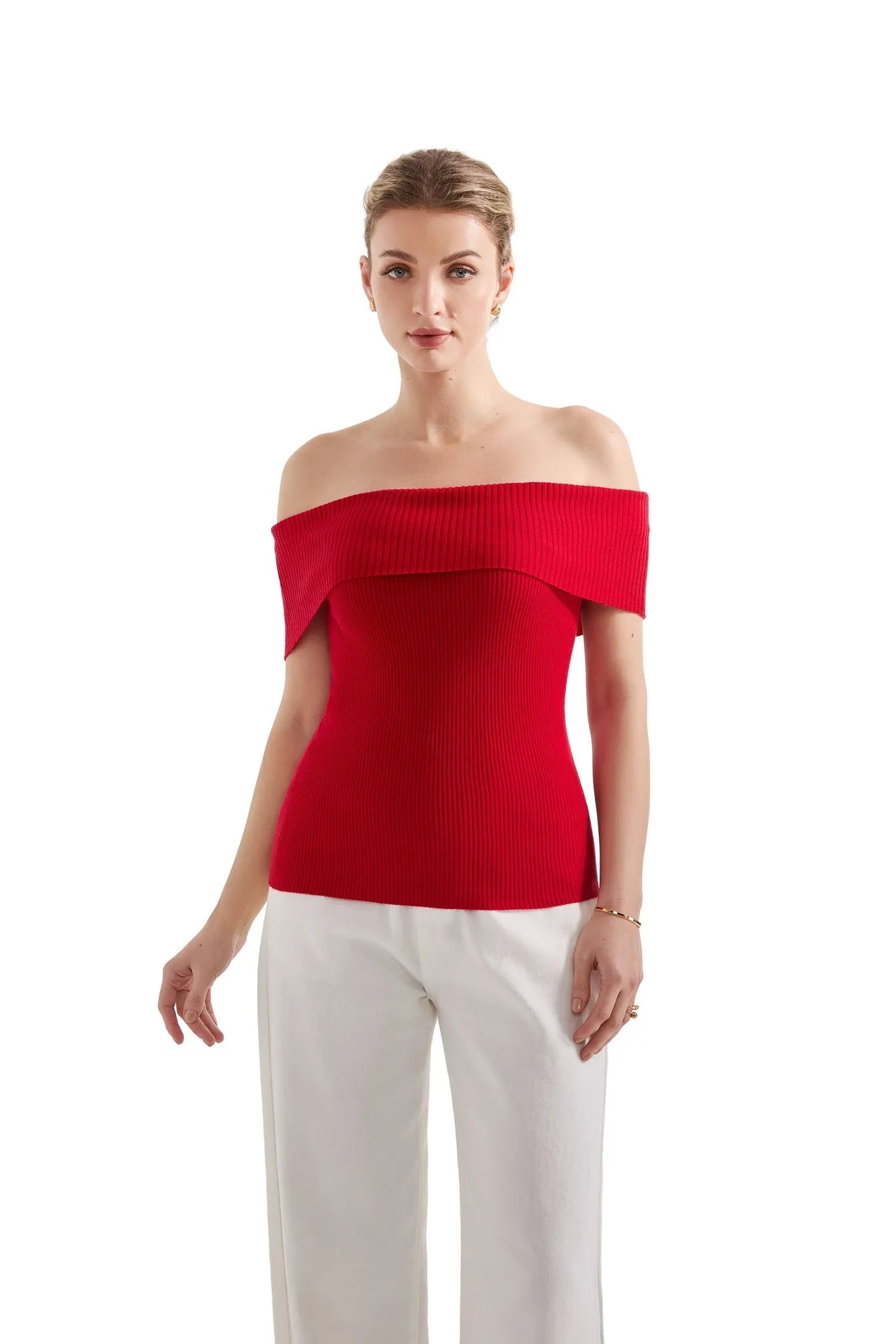 Ribbed Off Shoulder Shirt-SUUKSESS-SUUKSESS