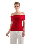 Ribbed Off Shoulder Shirt-SUUKSESS-SUUKSESS