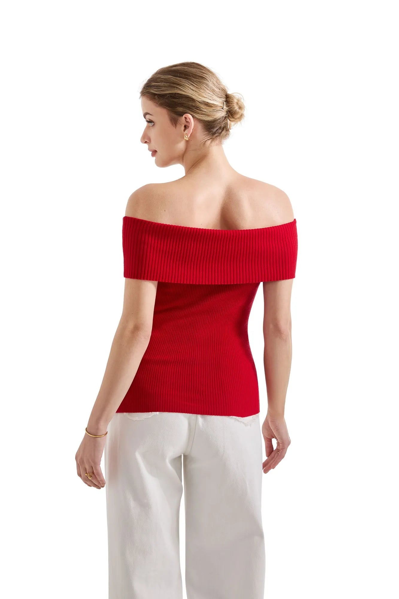 Ribbed Off Shoulder Shirt-SUUKSESS-SUUKSESS