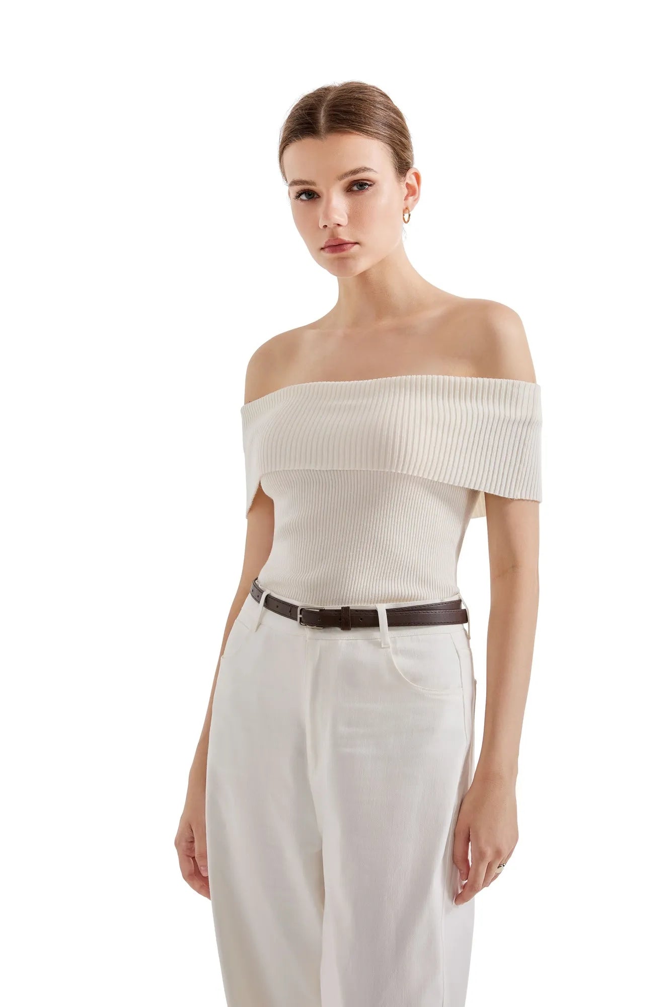 Ribbed Off Shoulder Shirt-SUUKSESS-SUUKSESS