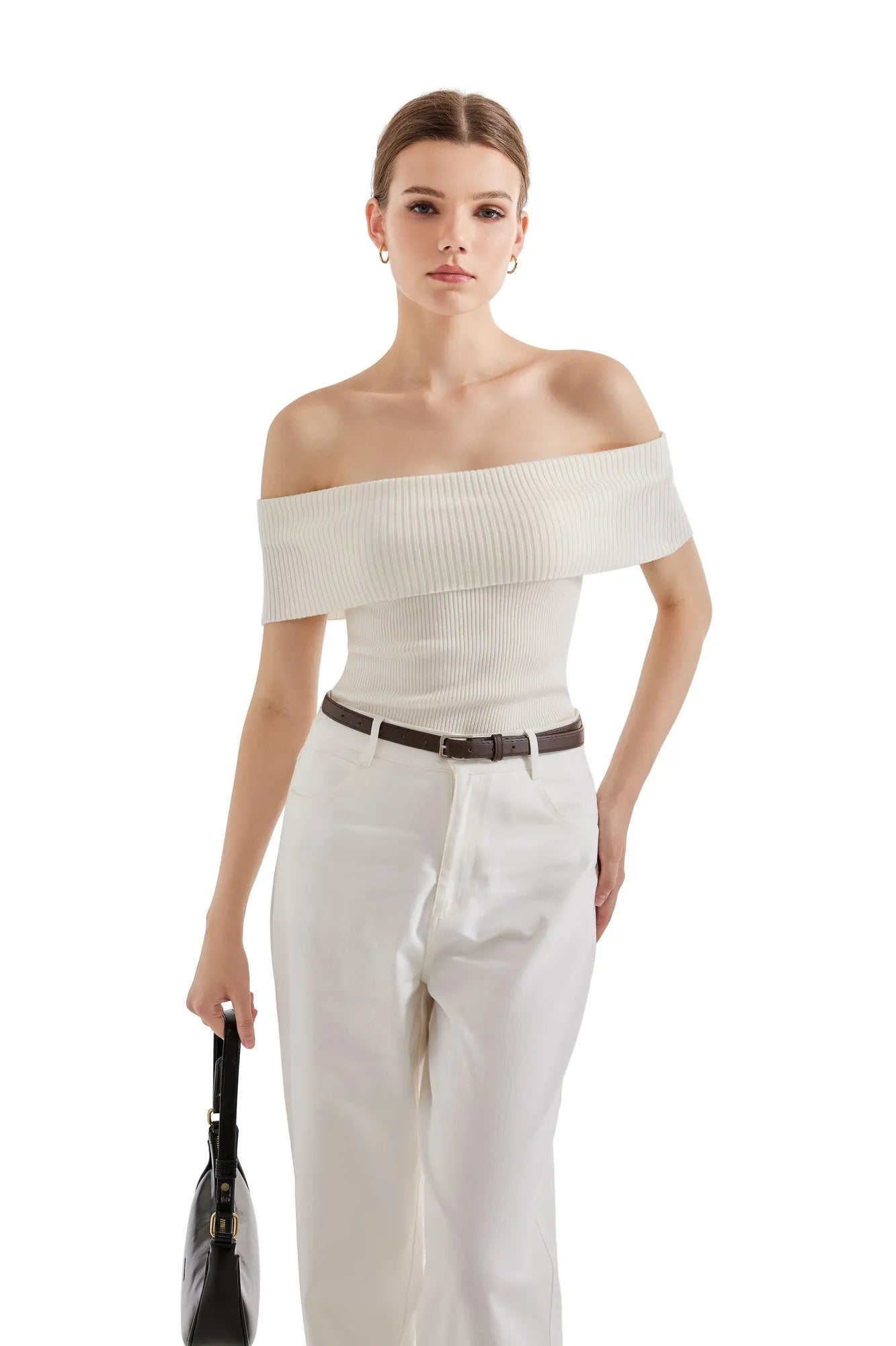 Ribbed Off Shoulder Shirt-SUUKSESS-SUUKSESS