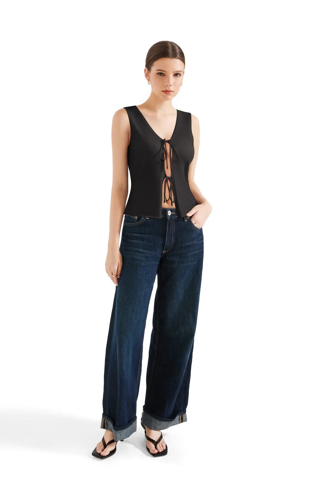 Tie Front Vest Tank Top