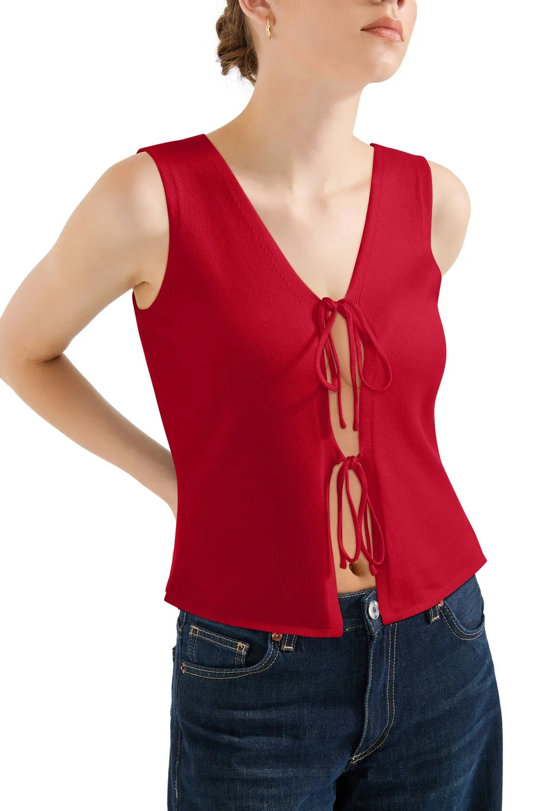 Tie Front Vest Tank Top