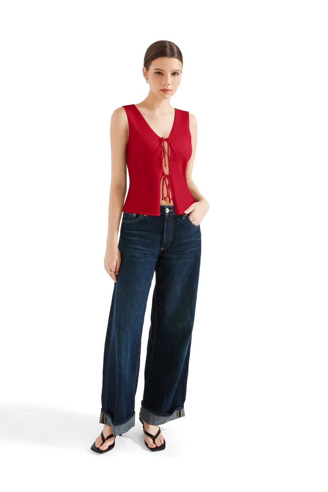 Tie Front Vest Tank Top