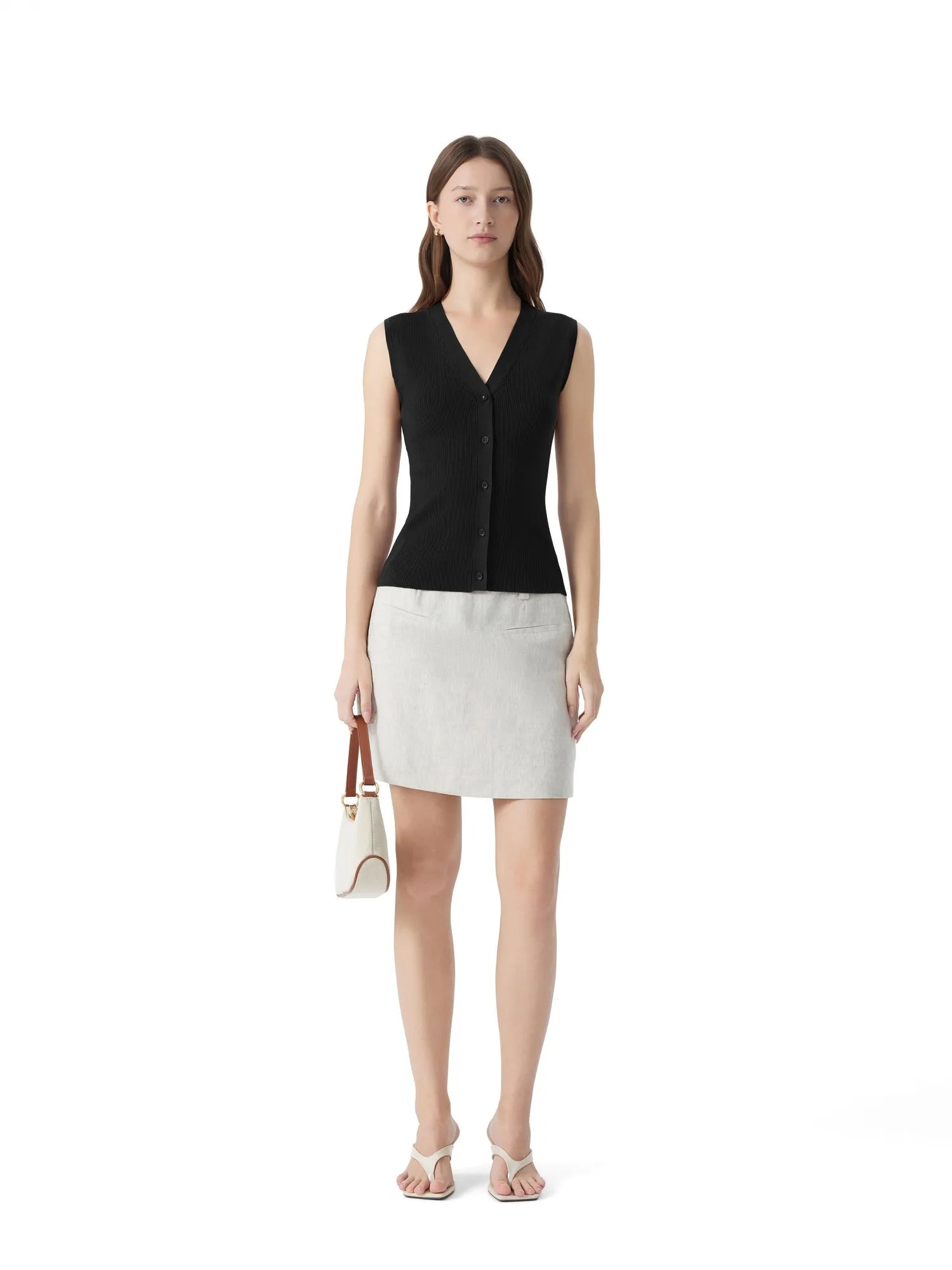 Button Down V Neck Sleeveless Tank Tops Sweater Vest-SUUKSESS-SUUKSESS