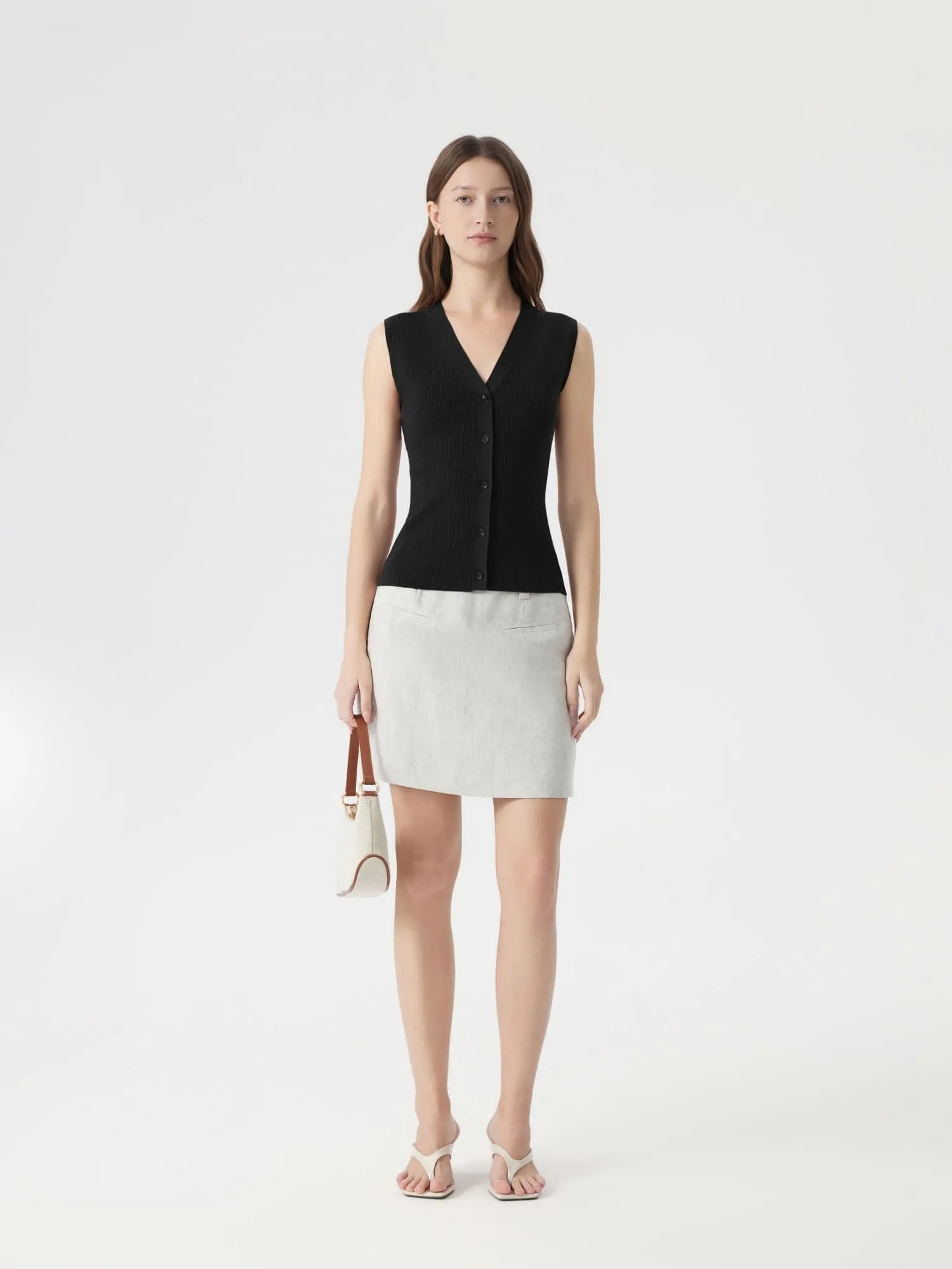 Button Down V Neck Sleeveless Tank Tops Sweater Vest-SUUKSESS-SUUKSESS