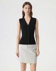 Button Down V Neck Sleeveless Tank Tops Sweater Vest-SUUKSESS-Black-XS-SUUKSESS