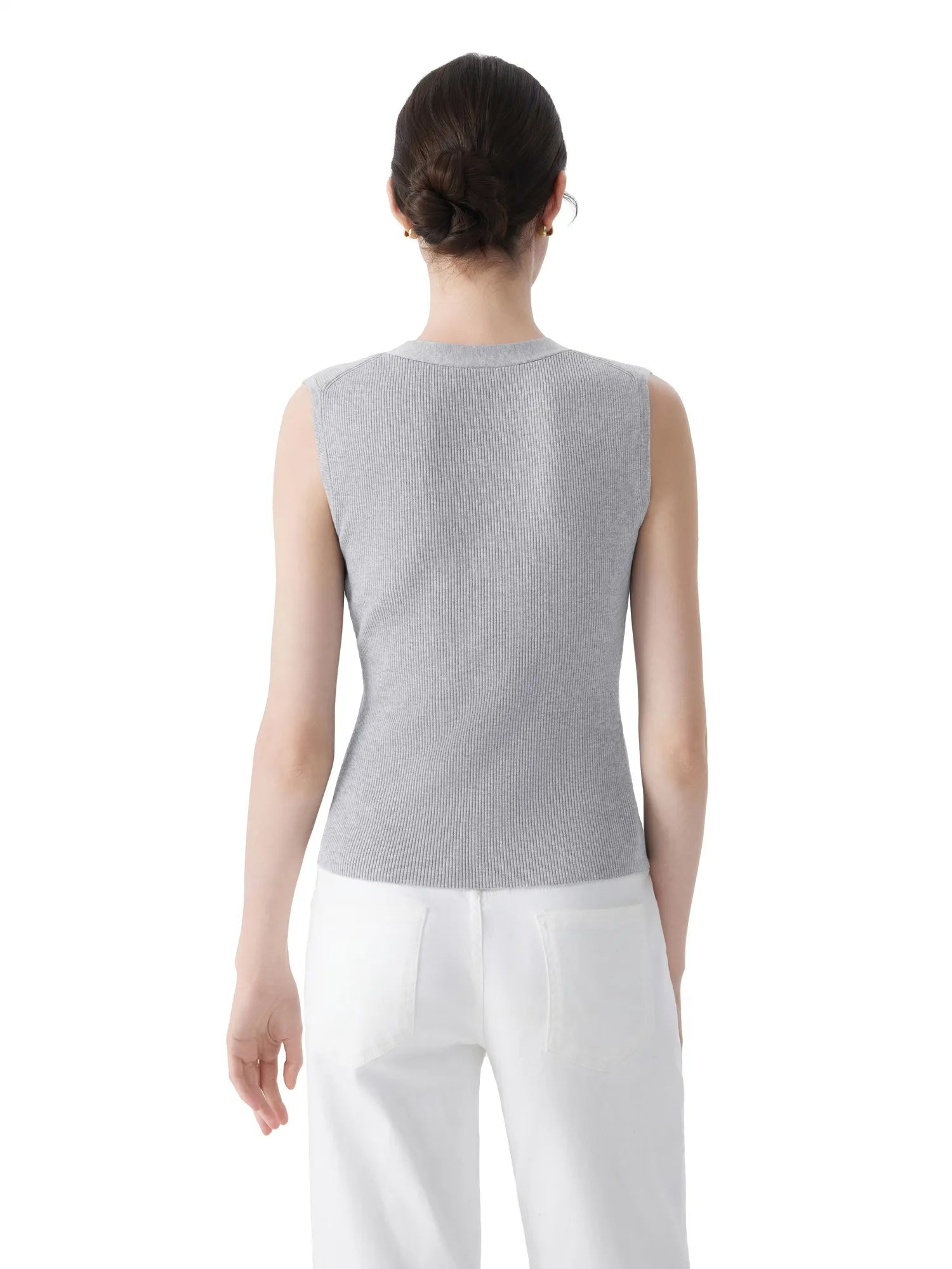 Button Down V Neck Sleeveless Tank Tops Sweater Vest-SUUKSESS-SUUKSESS