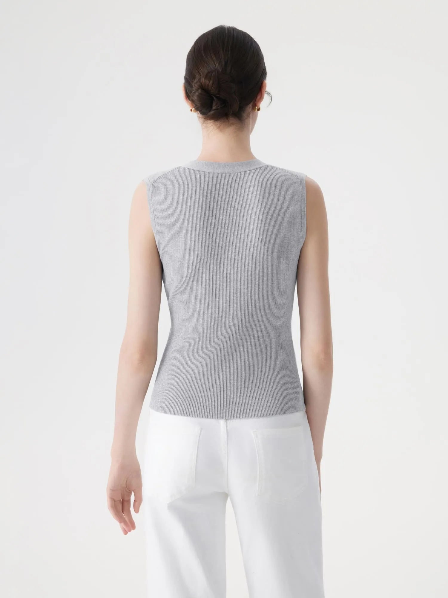 Button Down V Neck Sleeveless Tank Tops Sweater Vest-SUUKSESS-SUUKSESS