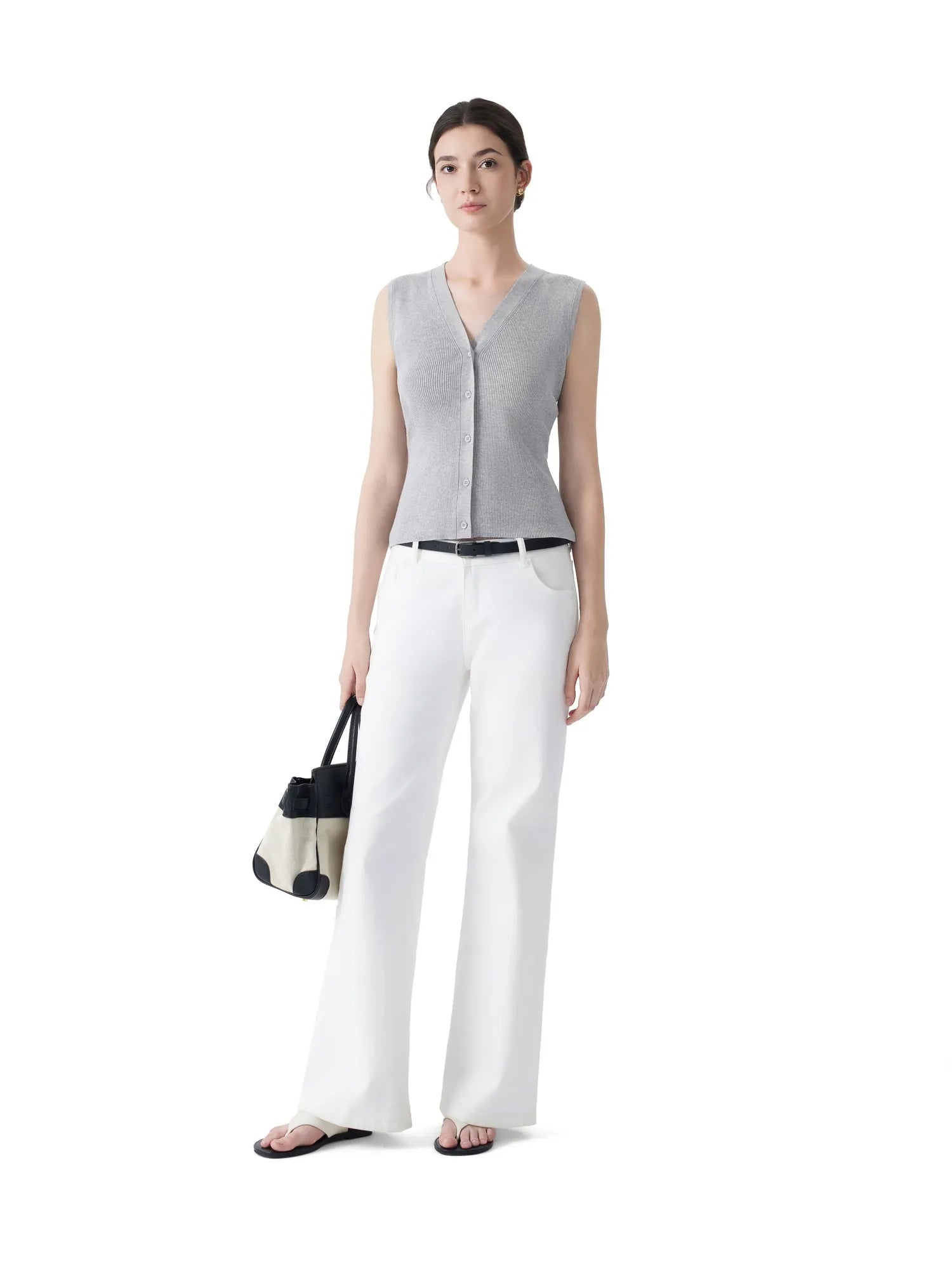 Button Down V Neck Sleeveless Tank Tops Sweater Vest-SUUKSESS-SUUKSESS