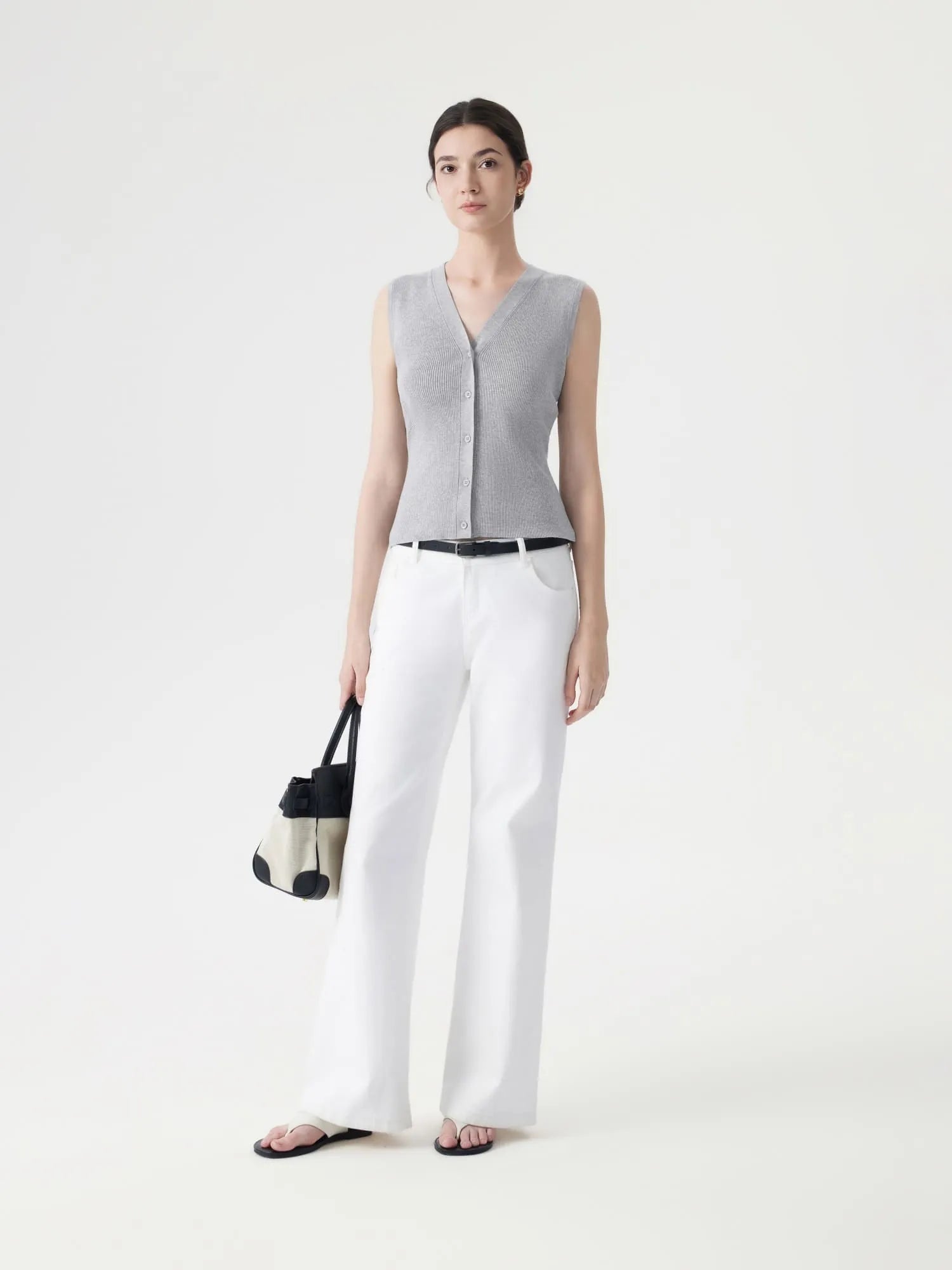 Button Down V Neck Sleeveless Tank Tops Sweater Vest-SUUKSESS-SUUKSESS