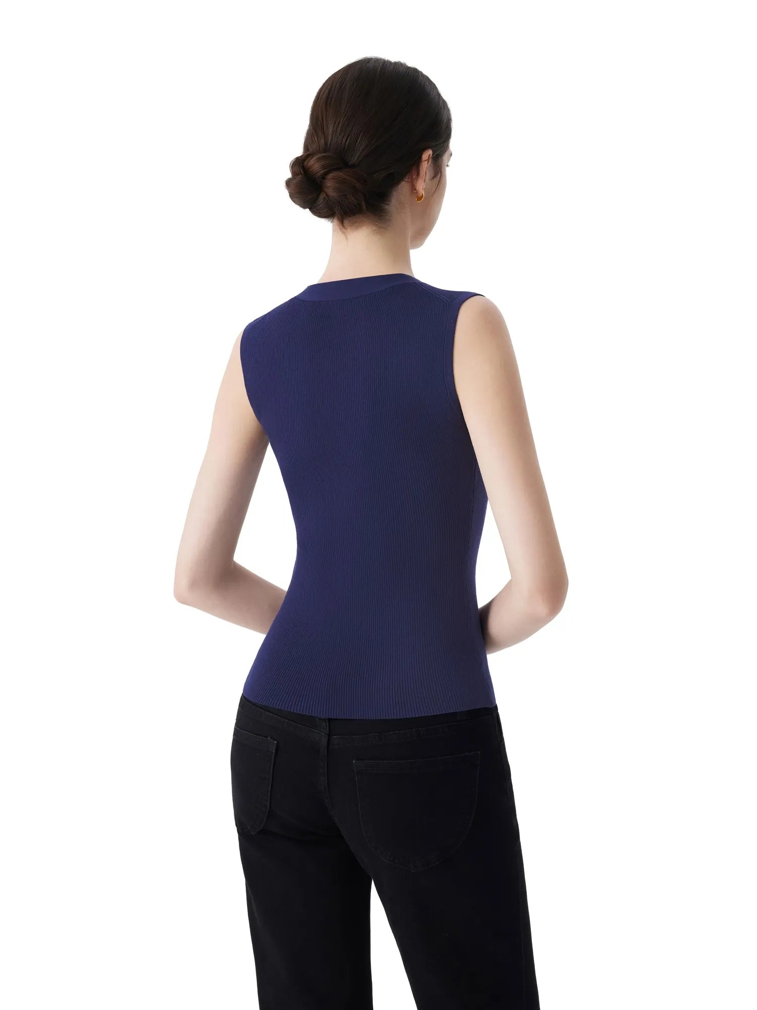 Button Down V Neck Sleeveless Tank Tops Sweater Vest-SUUKSESS-SUUKSESS