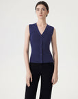 Button Down V Neck Sleeveless Tank Tops Sweater Vest-SUUKSESS-Navy-XS-SUUKSESS