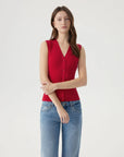 Button Down V Neck Sleeveless Tank Tops Sweater Vest-SUUKSESS-SUUKSESS