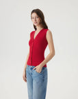 Button Down V Neck Sleeveless Tank Tops Sweater Vest-SUUKSESS-SUUKSESS