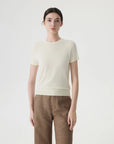 Cashmere Silk Blend Crew Neck Spring Sweater - Short Sleeve-SUUKSESS-SUUKSESS
