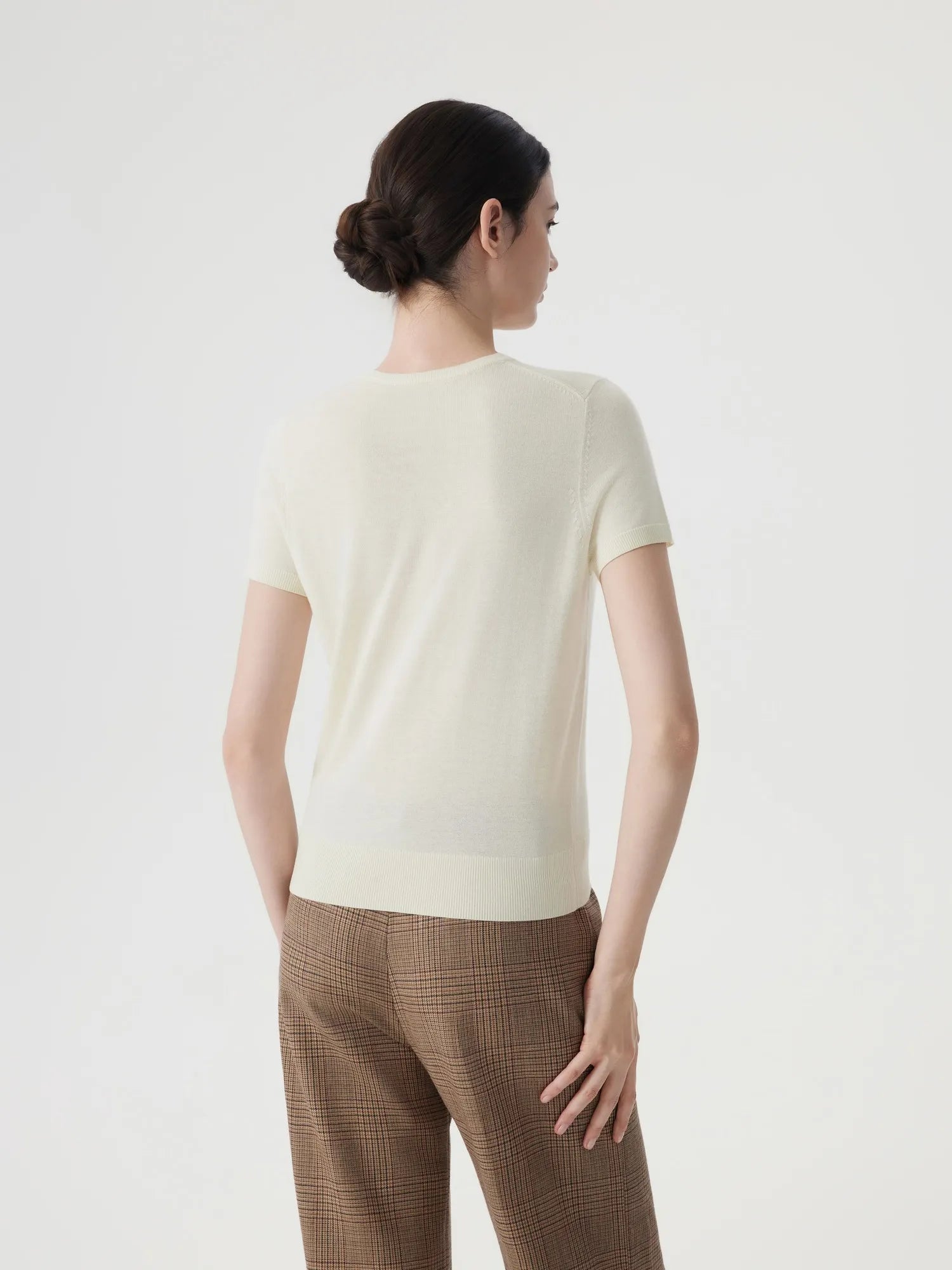 Cashmere Silk Blend Crew Neck Spring Sweater - Short Sleeve-SUUKSESS-SUUKSESS