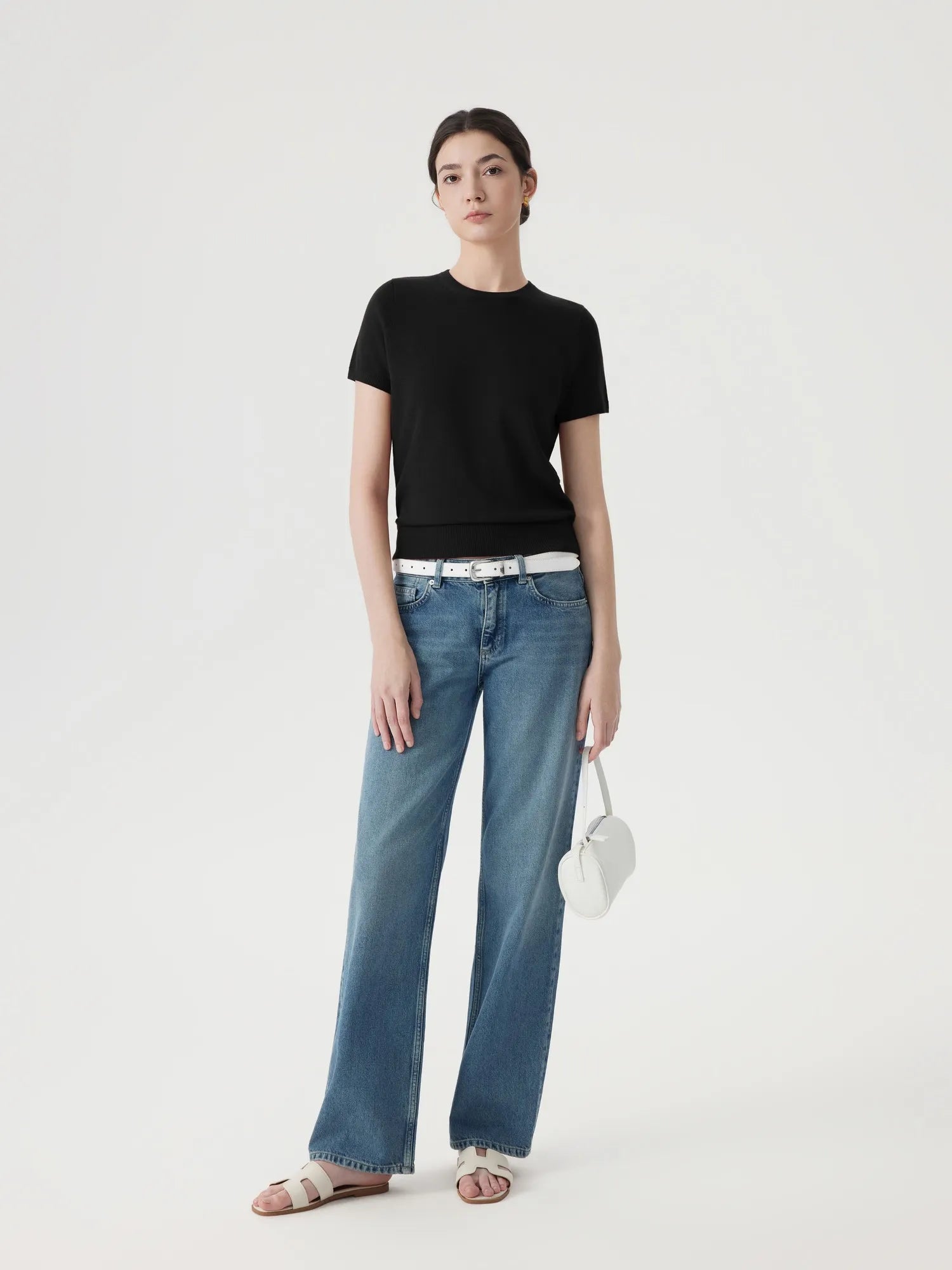 Cashmere Silk Blend Crew Neck Spring Sweater - Short Sleeve-SUUKSESS-SUUKSESS