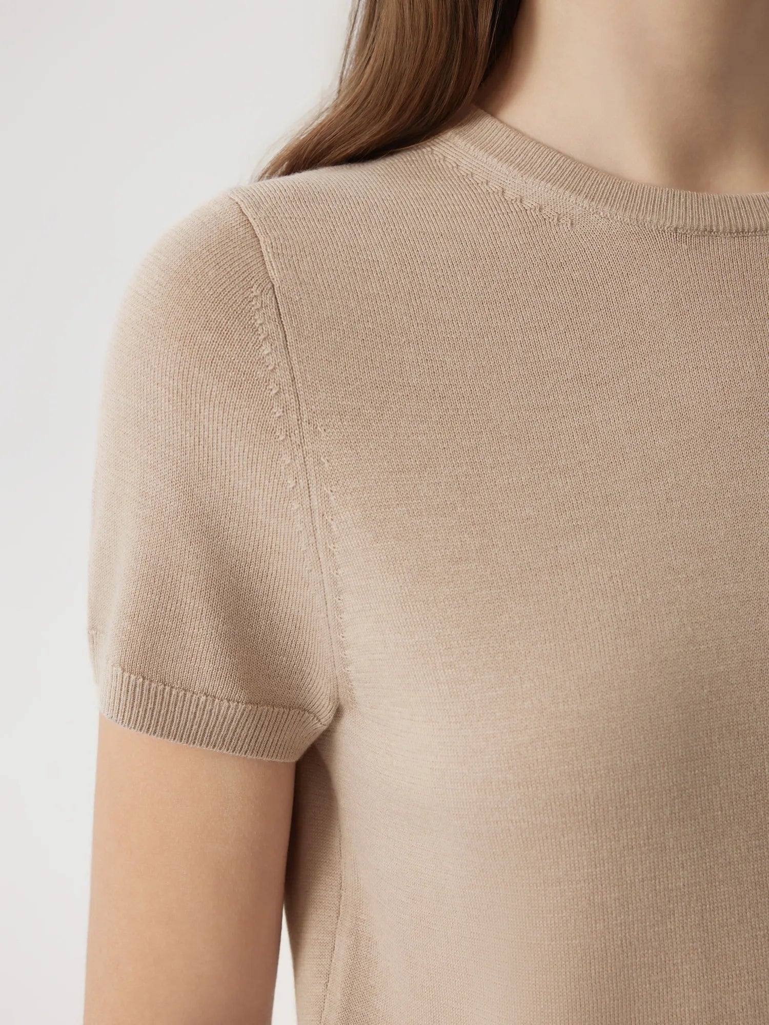 Cashmere Silk Blend Crew Neck Spring Sweater - Short Sleeve-SUUKSESS-SUUKSESS