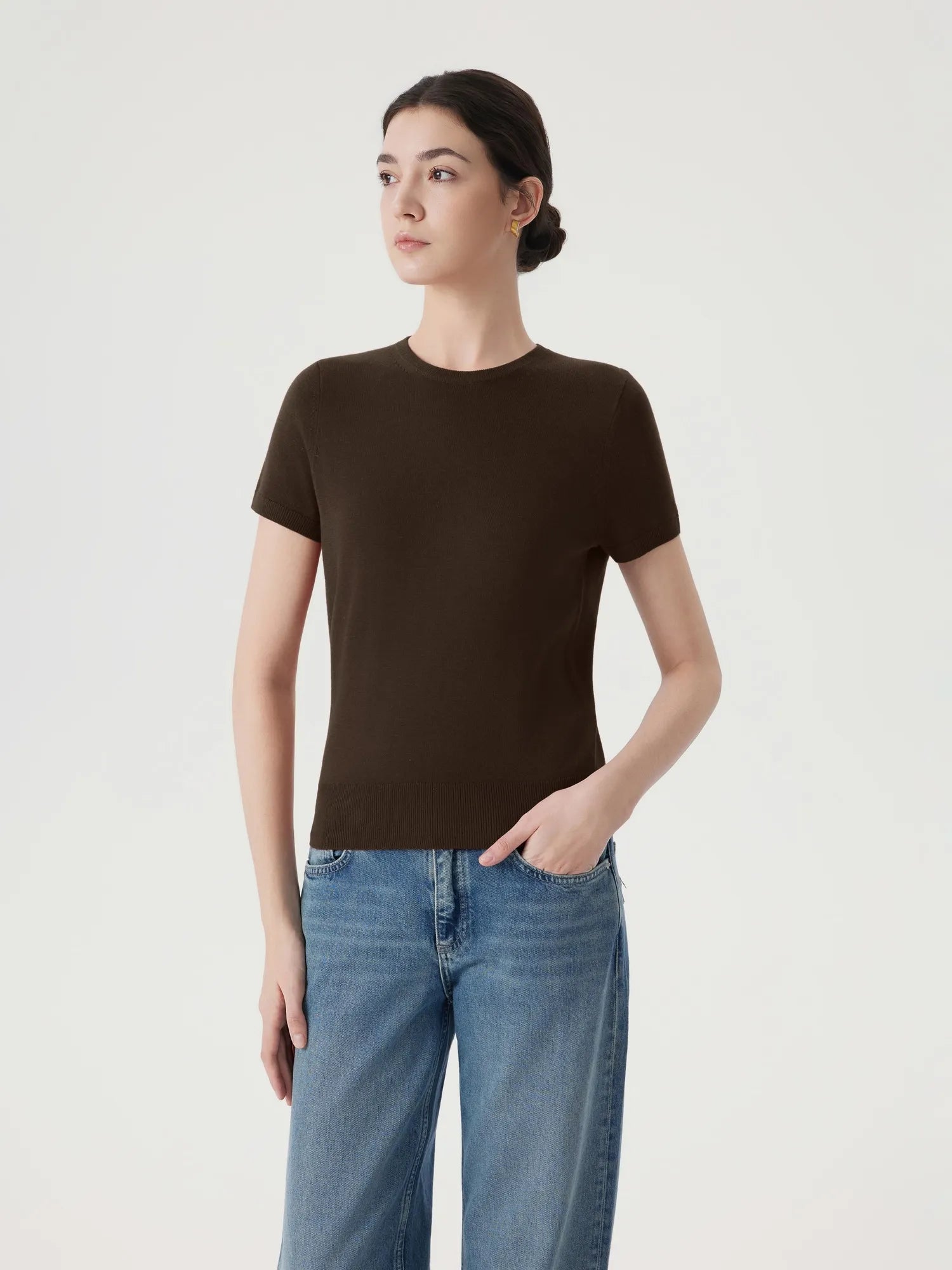 Cashmere Silk Blend Crew Neck Spring Sweater - Short Sleeve-SUUKSESS-SUUKSESS