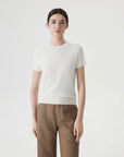 Cashmere Silk Blend Crew Neck Spring Sweater - Short Sleeve-SUUKSESS-SUUKSESS