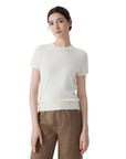 Cashmere Silk Blend Crew Neck Spring Sweater - Short Sleeve-SUUKSESS-SUUKSESS