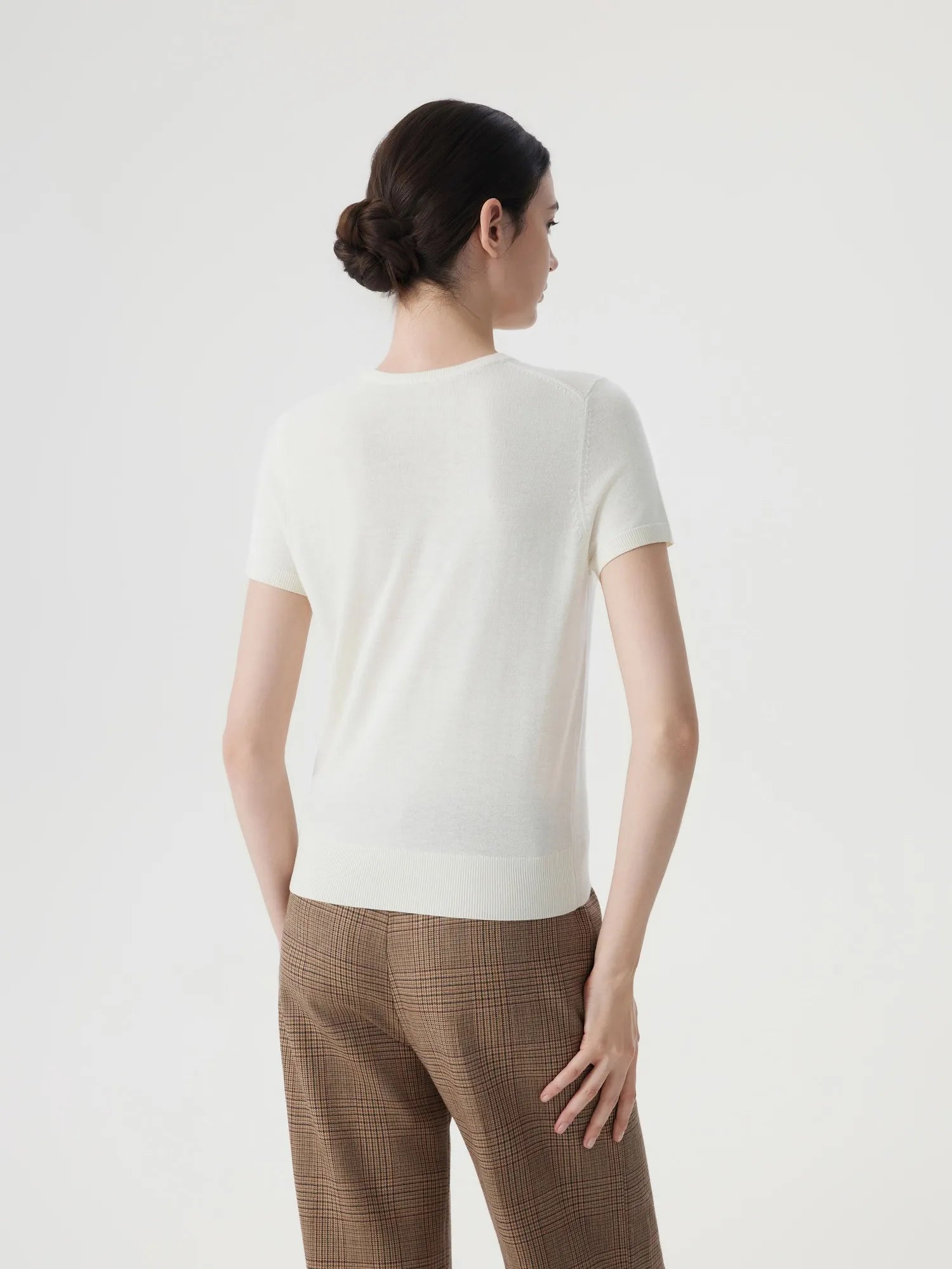 Cashmere Silk Blend Crew Neck Spring Sweater - Short Sleeve-SUUKSESS-SUUKSESS