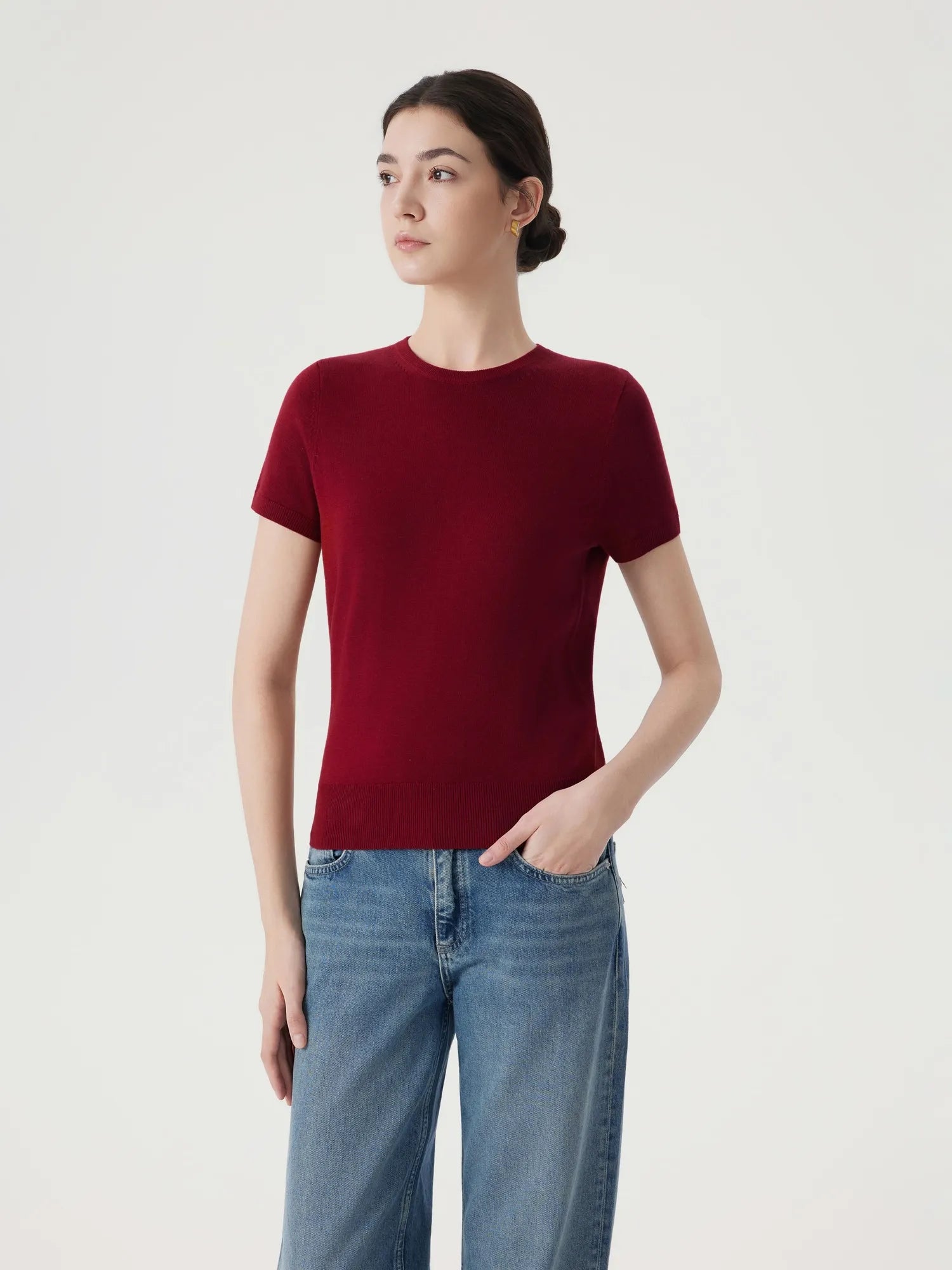 Cashmere Silk Blend Crew Neck Spring Sweater - Short Sleeve-SUUKSESS-SUUKSESS