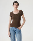 Cashmere Silk Blend V Shirts Sweater - Short Sleeve-SUUKSESS-Brown-XS-SUUKSESS