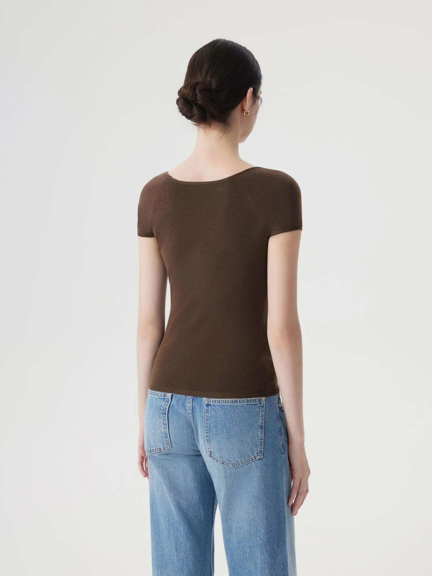 Cashmere Silk Blend V Shirts Sweater - Short Sleeve-SUUKSESS-SUUKSESS