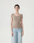 Cashmere Silk Blend V Shirts Sweater - Short Sleeve-SUUKSESS-Terra-XS-SUUKSESS