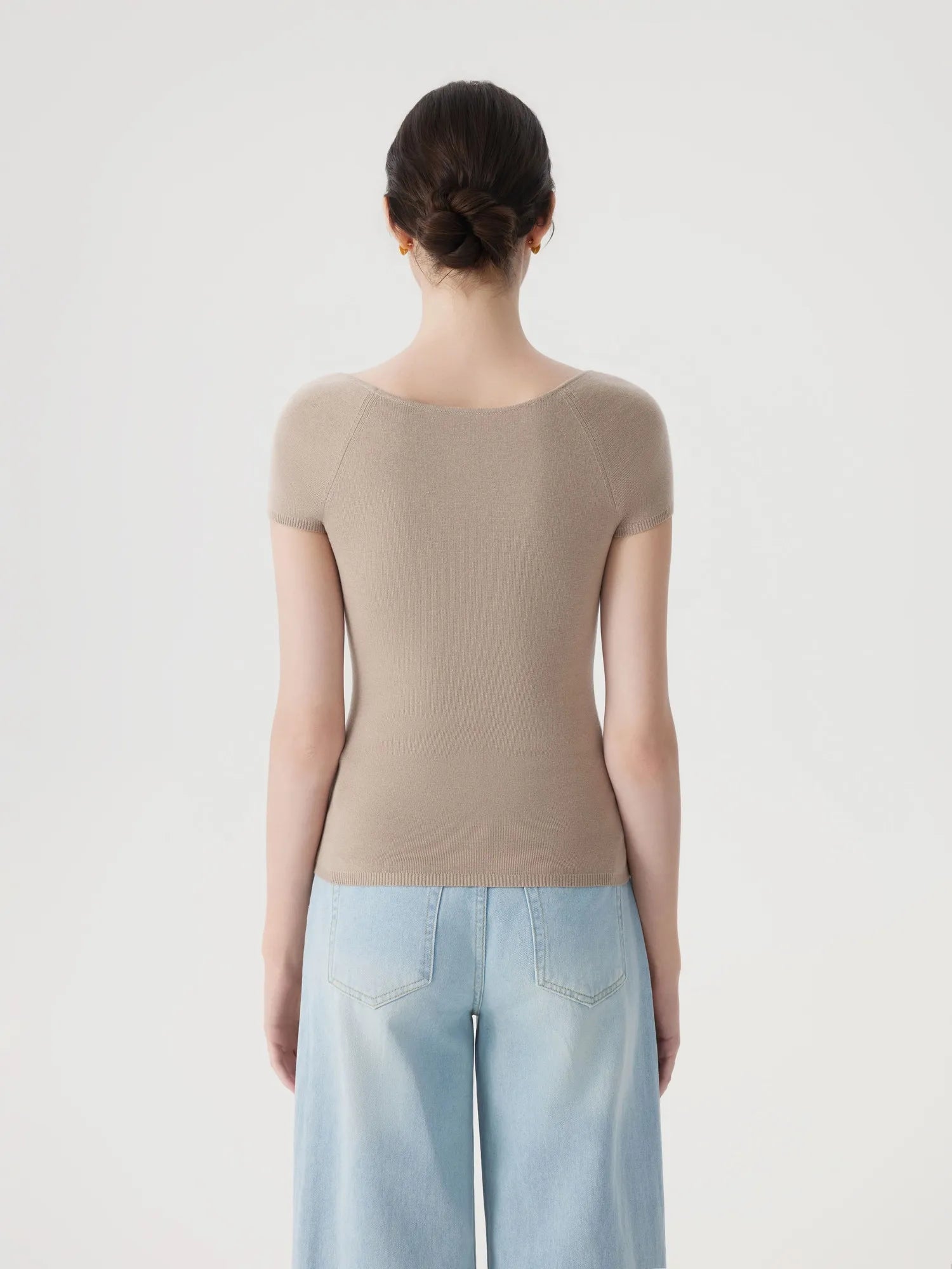 Cashmere Silk Blend V Shirts Sweater - Short Sleeve-SUUKSESS-SUUKSESS