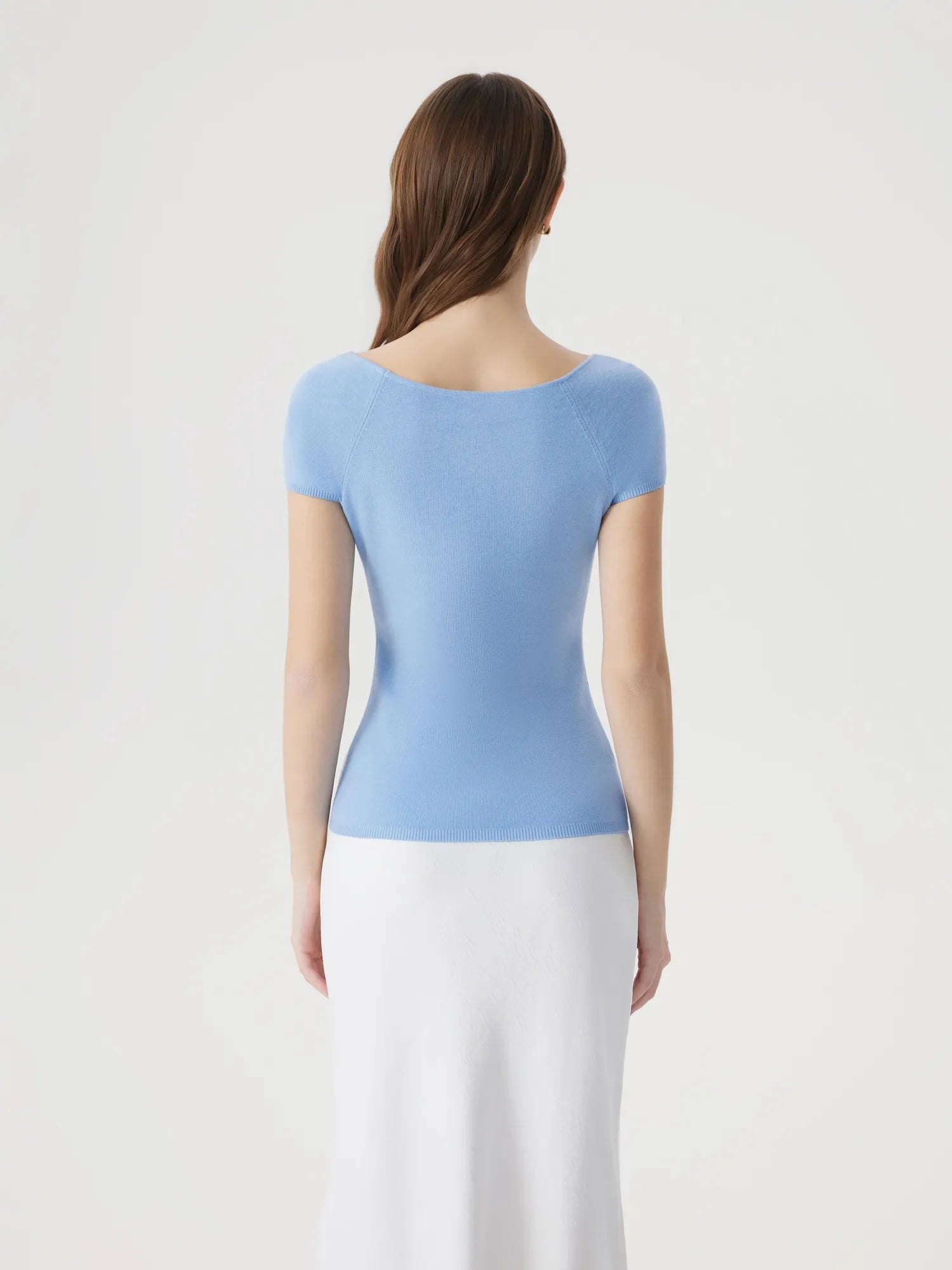 Cashmere Silk Blend V Shirts Sweater - Short Sleeve-SUUKSESS-SUUKSESS