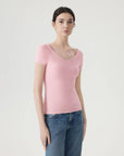 Cashmere Silk Blend V Shirts Sweater - Short Sleeve-SUUKSESS-SUUKSESS