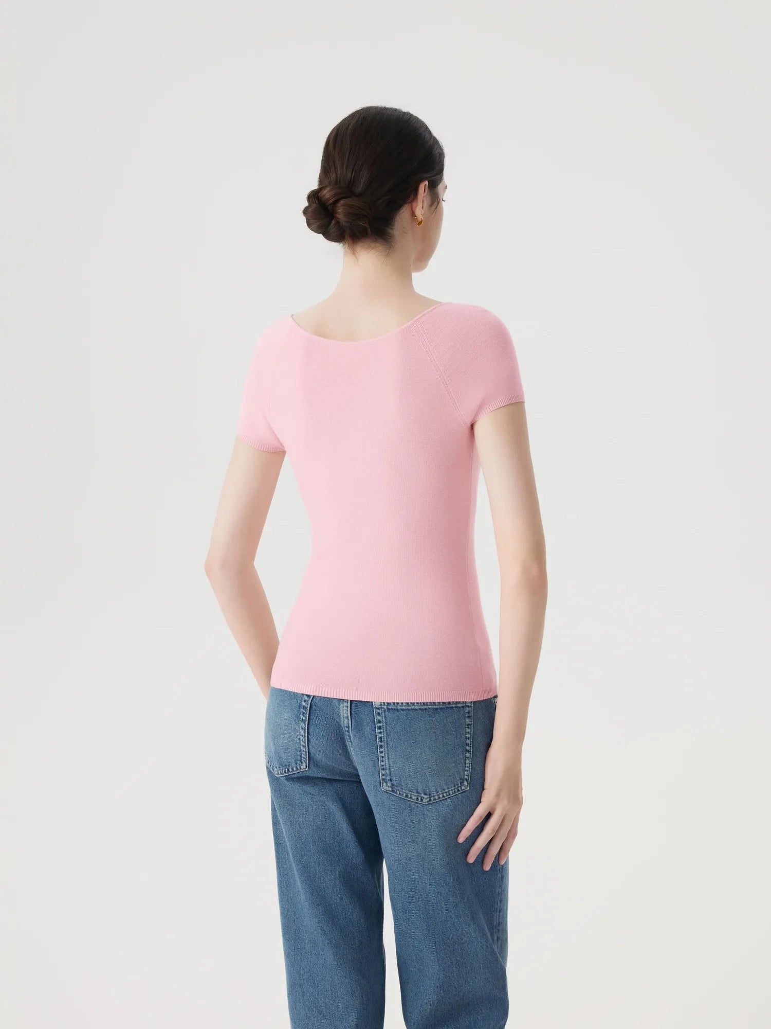 Cashmere Silk Blend V Shirts Sweater - Short Sleeve-SUUKSESS-SUUKSESS